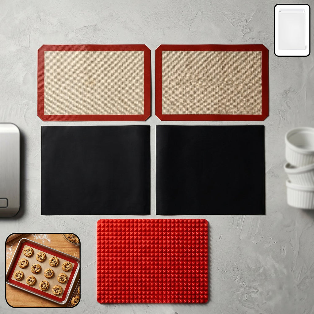 Silicone baking mats set for even heat distribution and easy food release