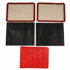 Set of 5 reusable silicone oven mats for baking and cooking