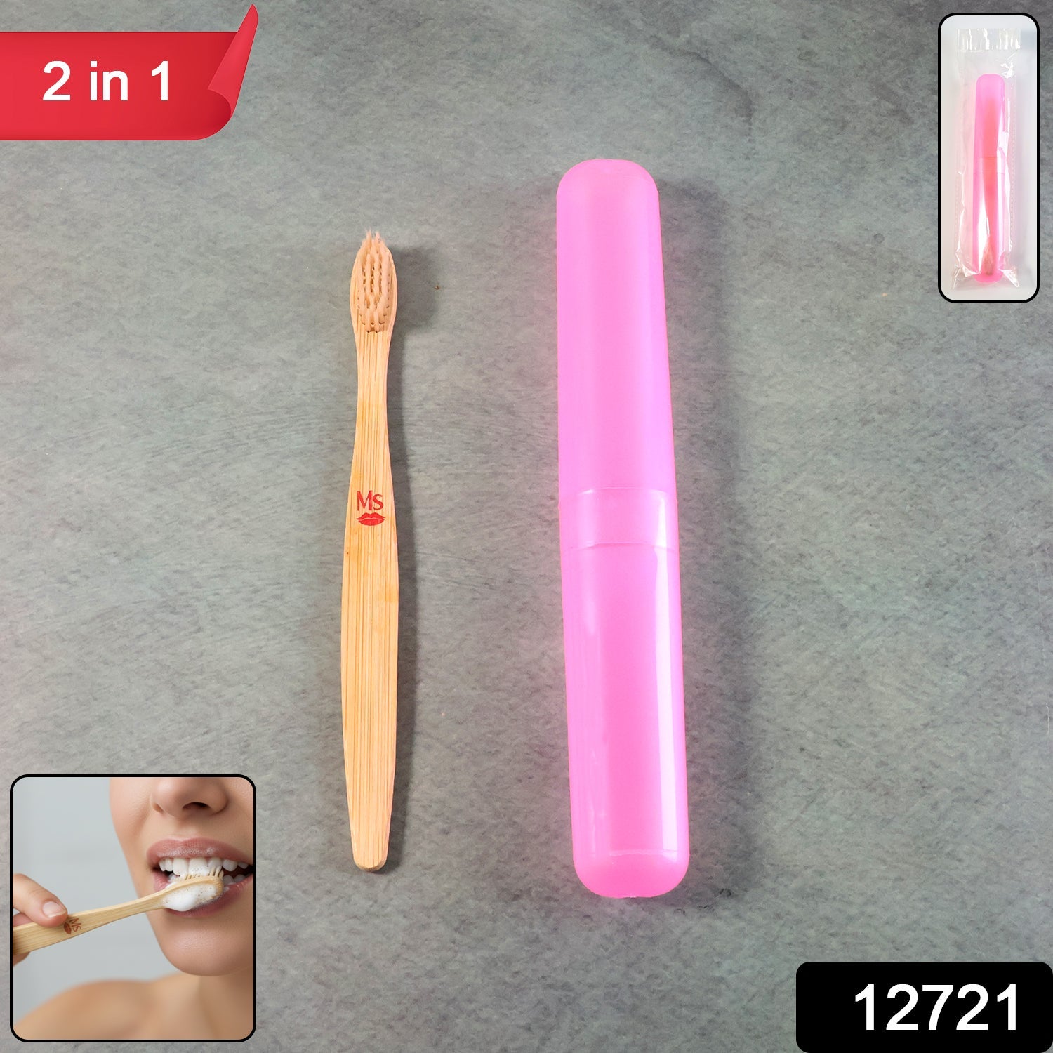 Close-up of the soft bristles on the 2-in-1 Toothbrush for gentle cleaning.