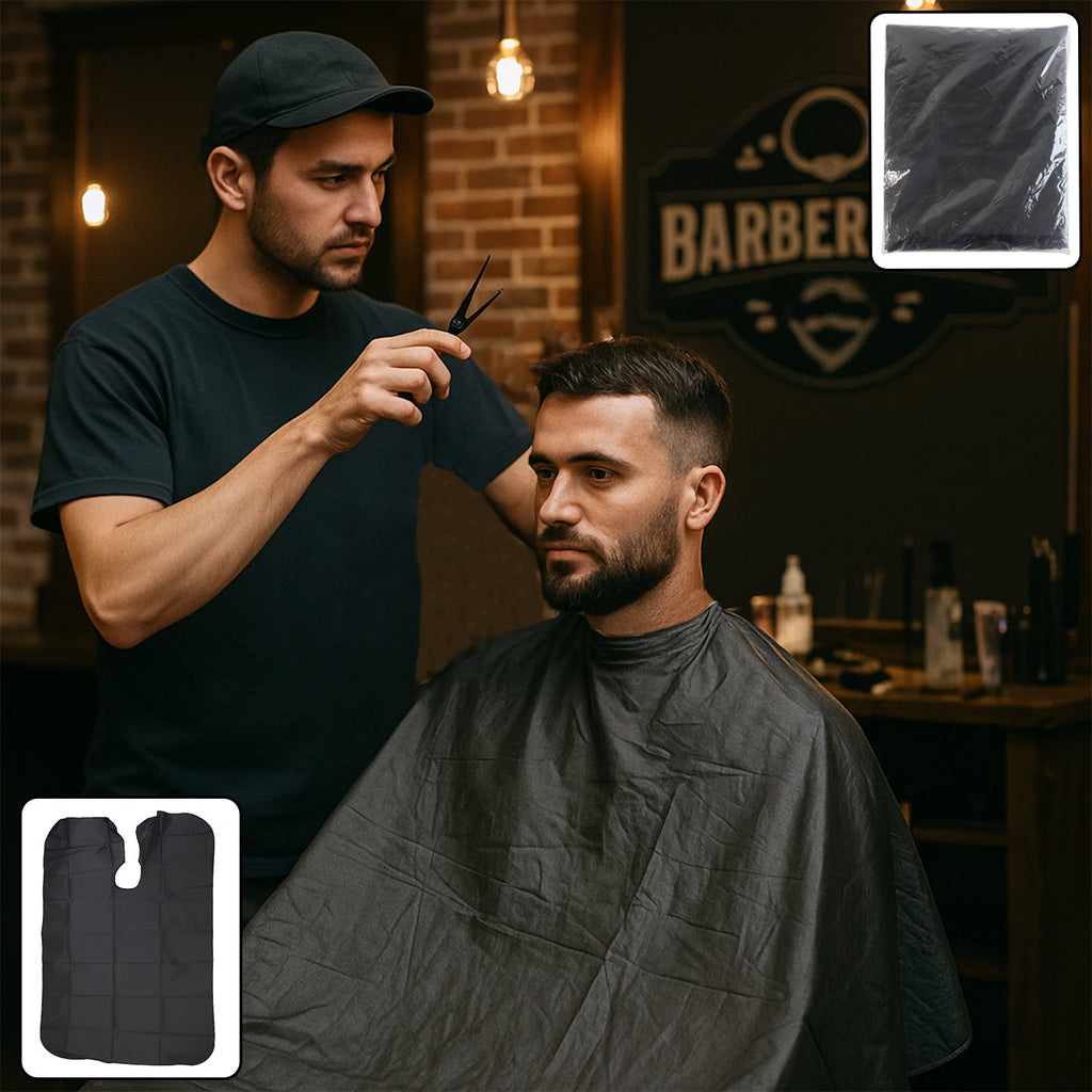 Professional waterproof hair cutting cape in sleek black
