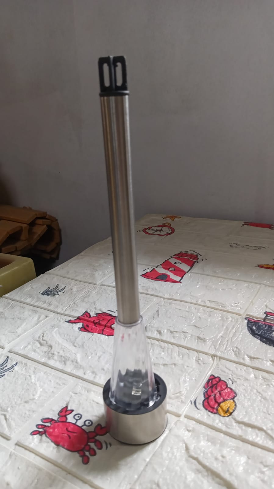 Detailed view of the solar panel and LED light on a Solar LED Spike Light unit.
