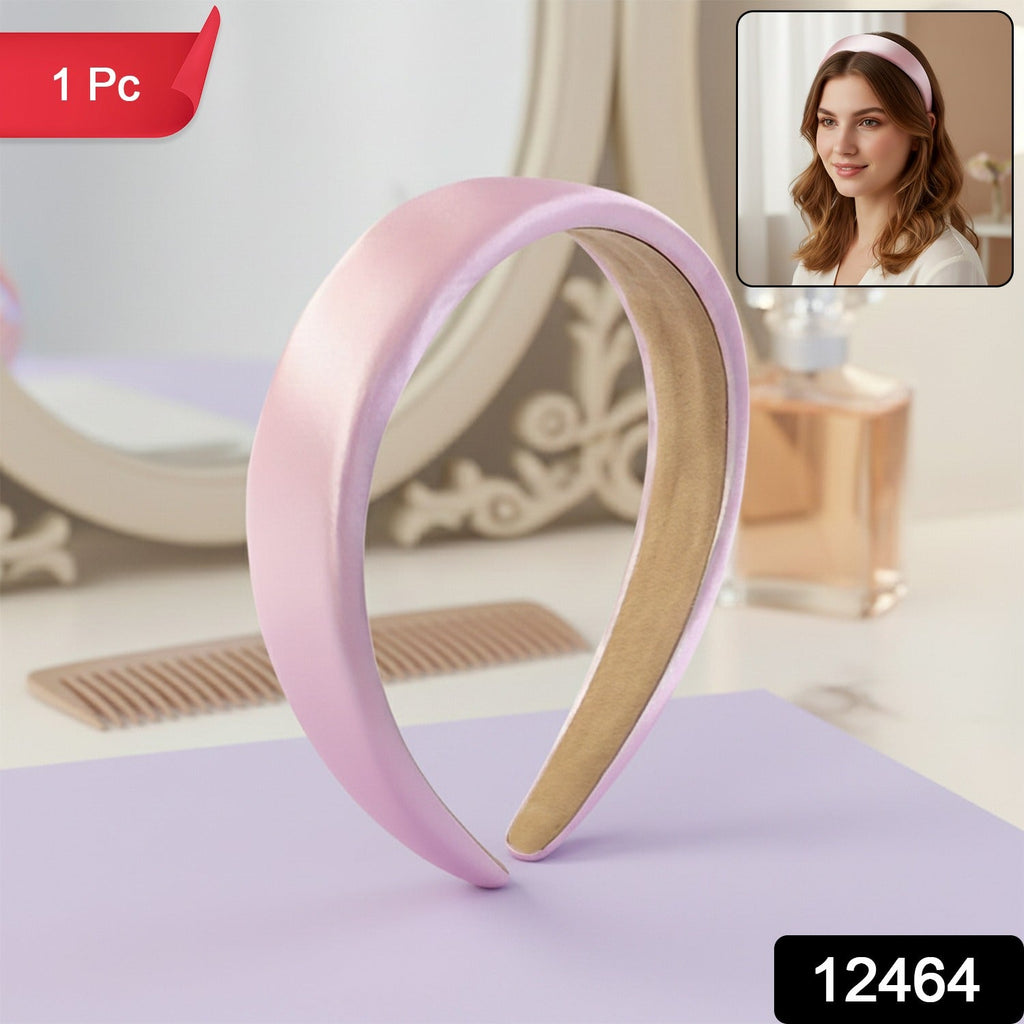 Elegant padded satin hairband displayed on a clean white background