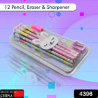 Close-up of the adorable rabbit and bear themed pencils from the Kids Pencil Set.