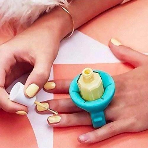 Close-up of AuriGlam Nail Polish Holder ring and stand, showing secure grip.