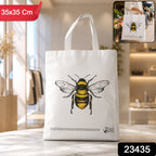 Large bee print tote bag measuring 35x35 cm