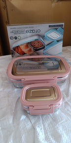 Convenient stainless steel lunch box set perfect for work and school meals
