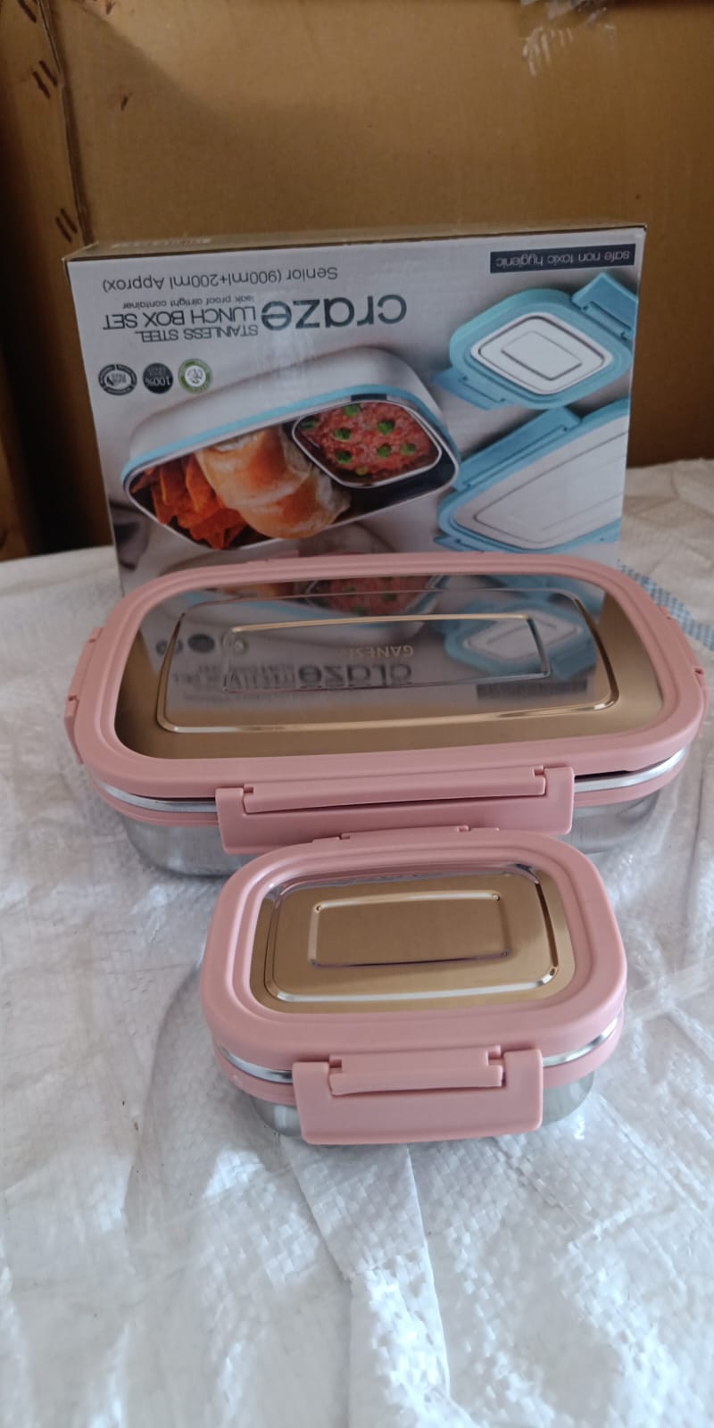 Convenient stainless steel lunch box set perfect for work and school meals