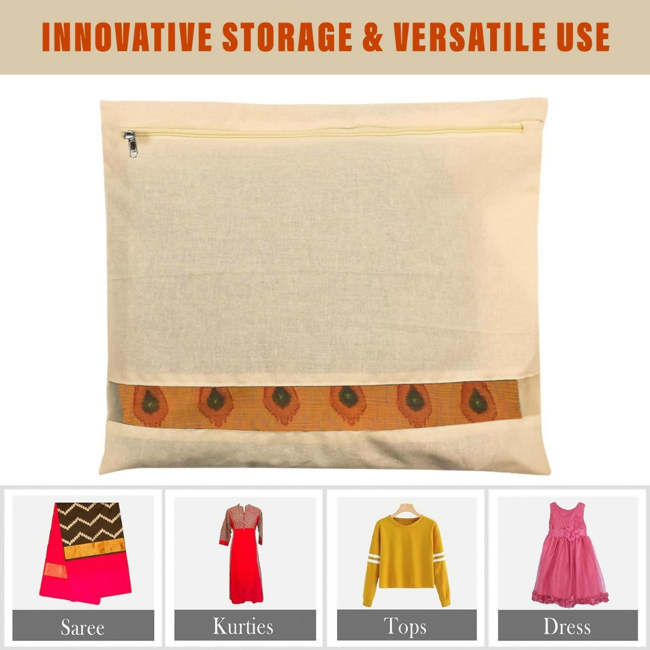 Reusable fabric zipper pouch suitable for storing small clothing items