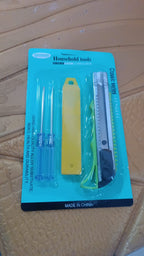 Heavy duty cutter knife and screwdriver tools in a portable 4-piece set