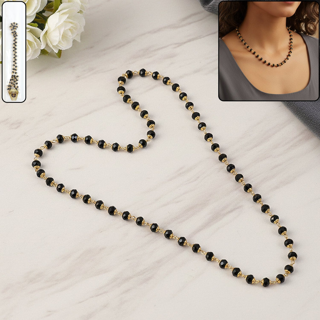 Traditional black beads mangalsutra style necklace with golden accents