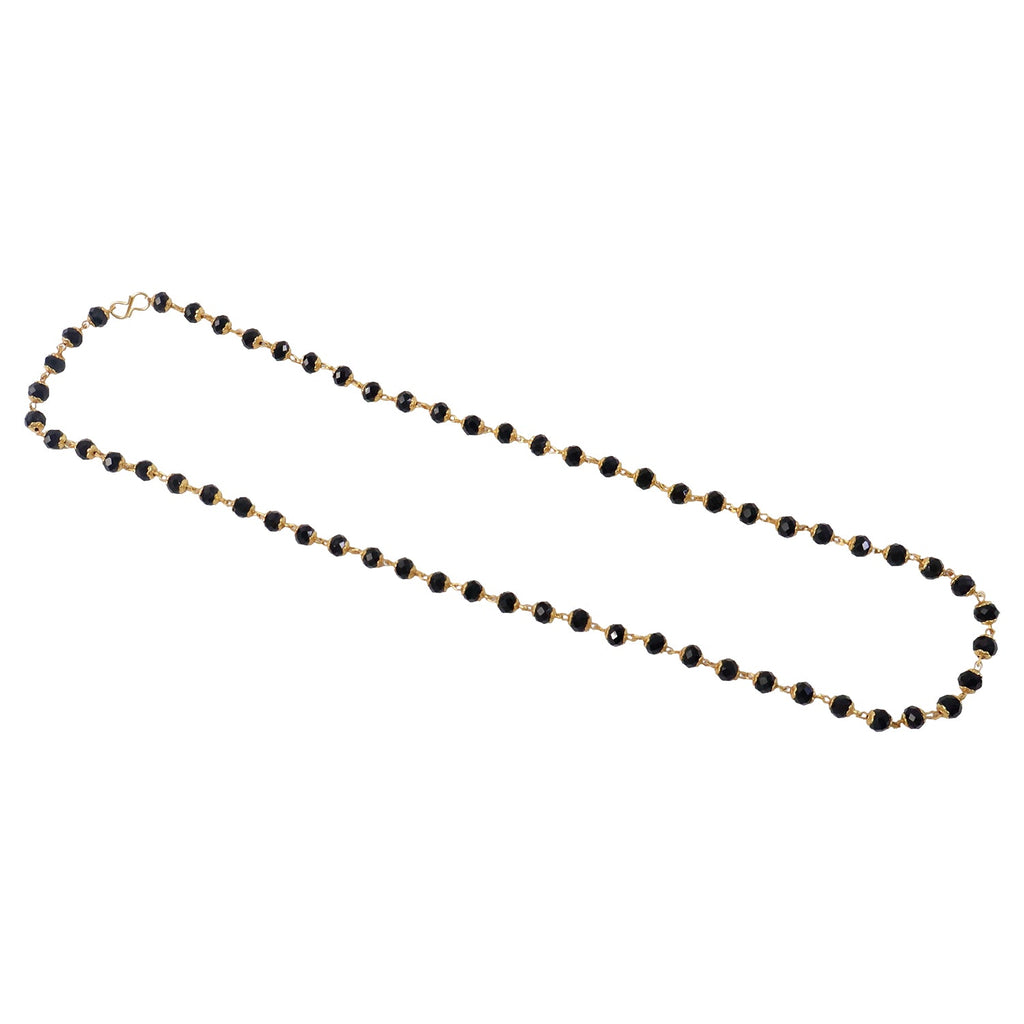 Stylish gold accented black bead chain necklace for ethnic wear