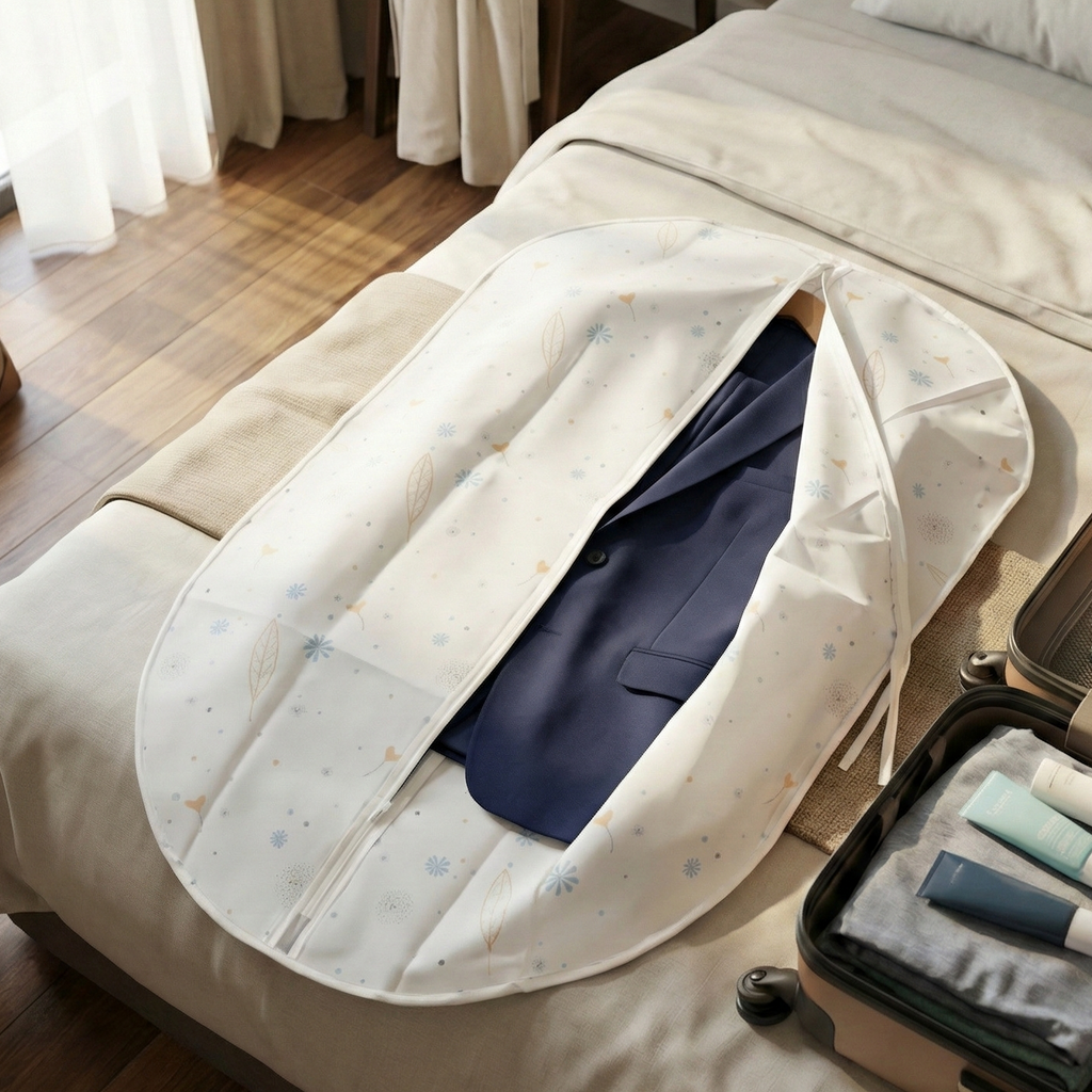 Front zip closure of non-woven garment storage cover for secure sealing