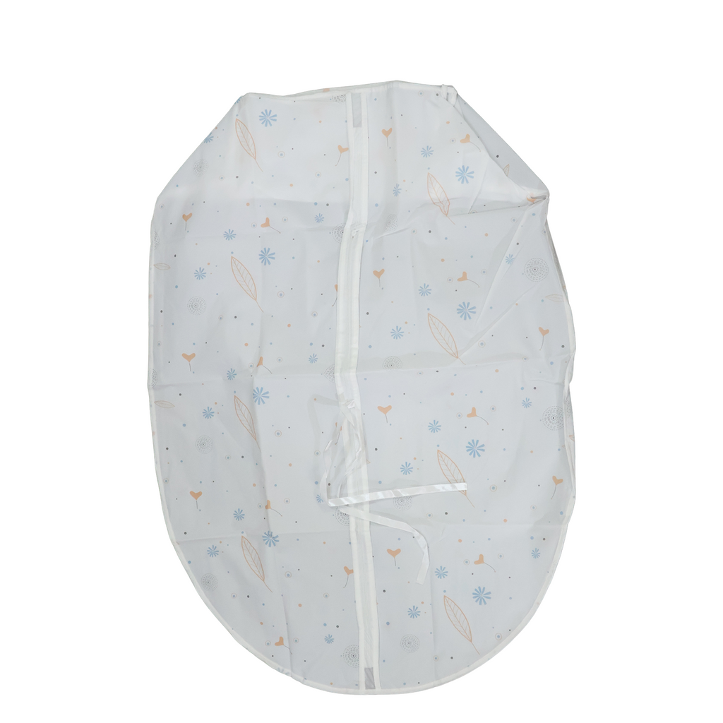 Transparent printed non-woven garment cover displaying clothes inside