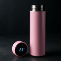 Pink smart vacuum insulated water bottle with LED temperature display