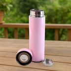 Vacuum flask bottle with LED temperature sensor in vibrant pink color