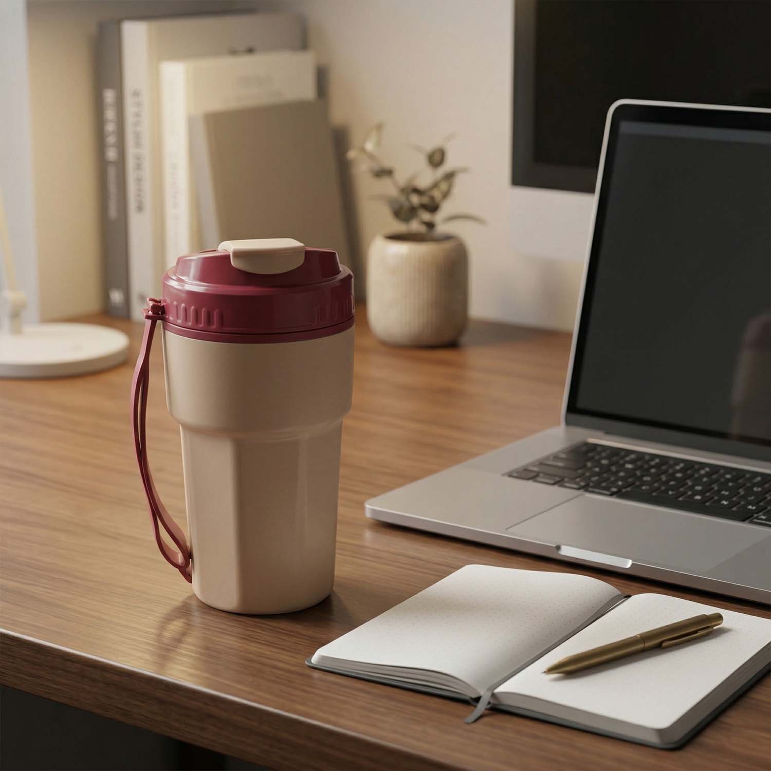 Close-up of flip-top leak-resistant lid on water bottle