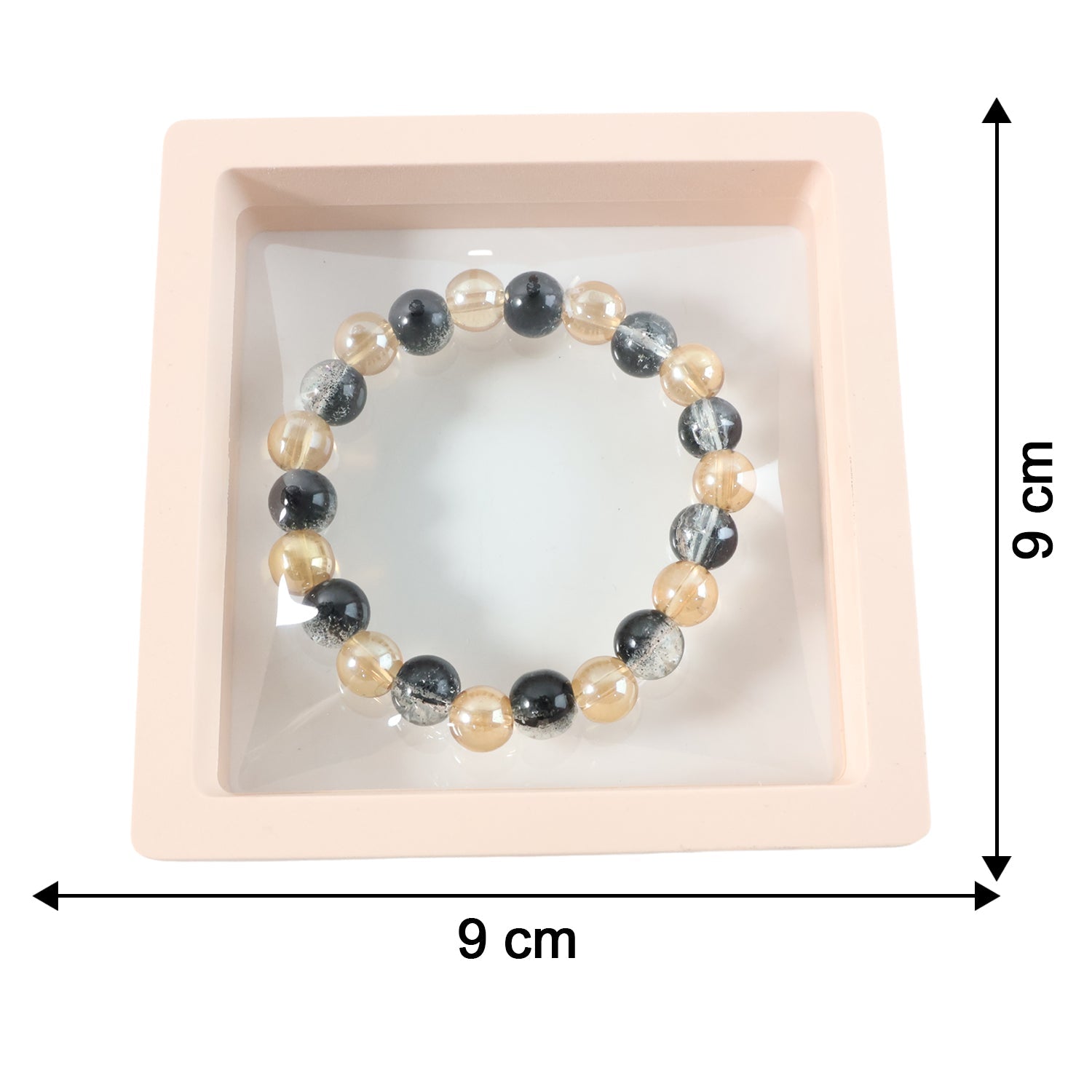 Size guide image showing measurements for Dual-Tone Crystal Beaded Bracelet