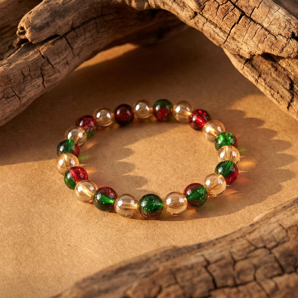 Decorative multicolor bead bracelet with high shine and elastic fit