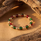 Decorative multicolor bead bracelet with high shine and elastic fit