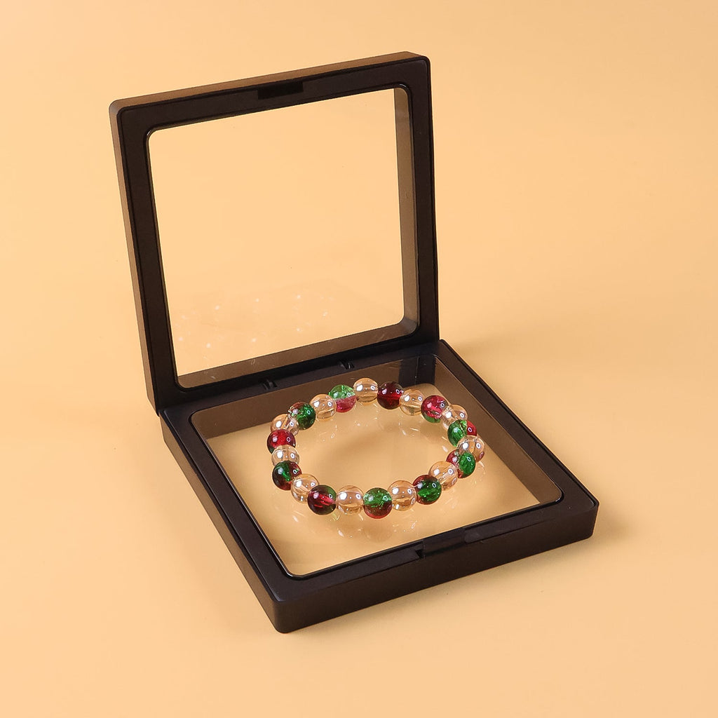 Fashionable multicolor bead bracelet with elastic stretch band on wrist