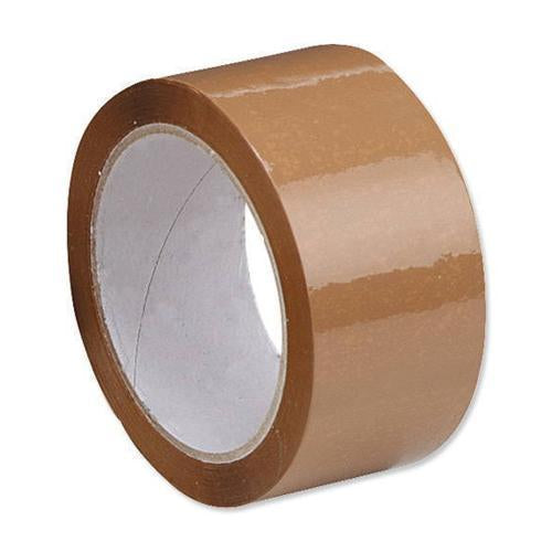 A roll of transparent packing tape, 65 metres long, ready for secure sealing.
