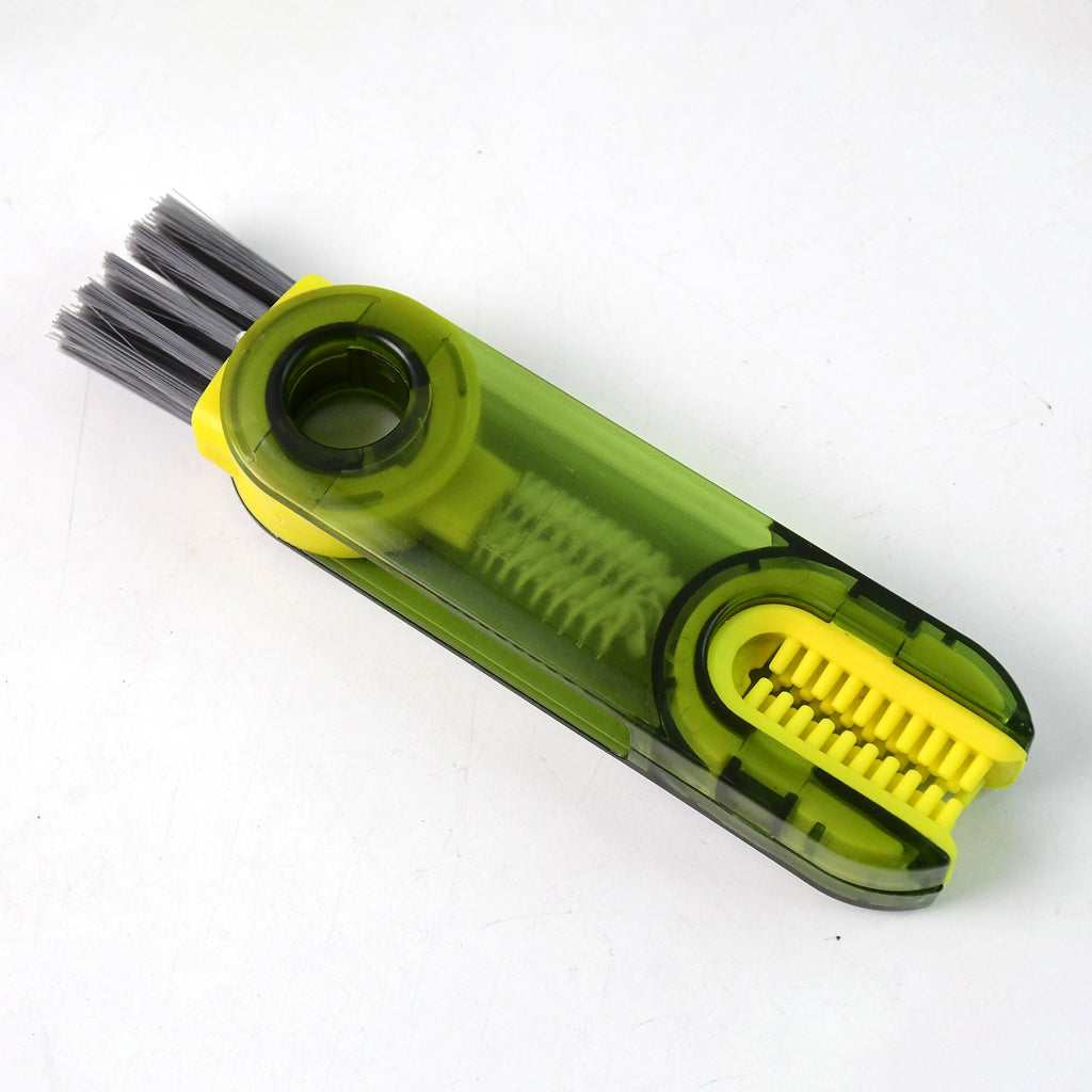 Multipurpose cleaning brush with scraper side for tight grooves