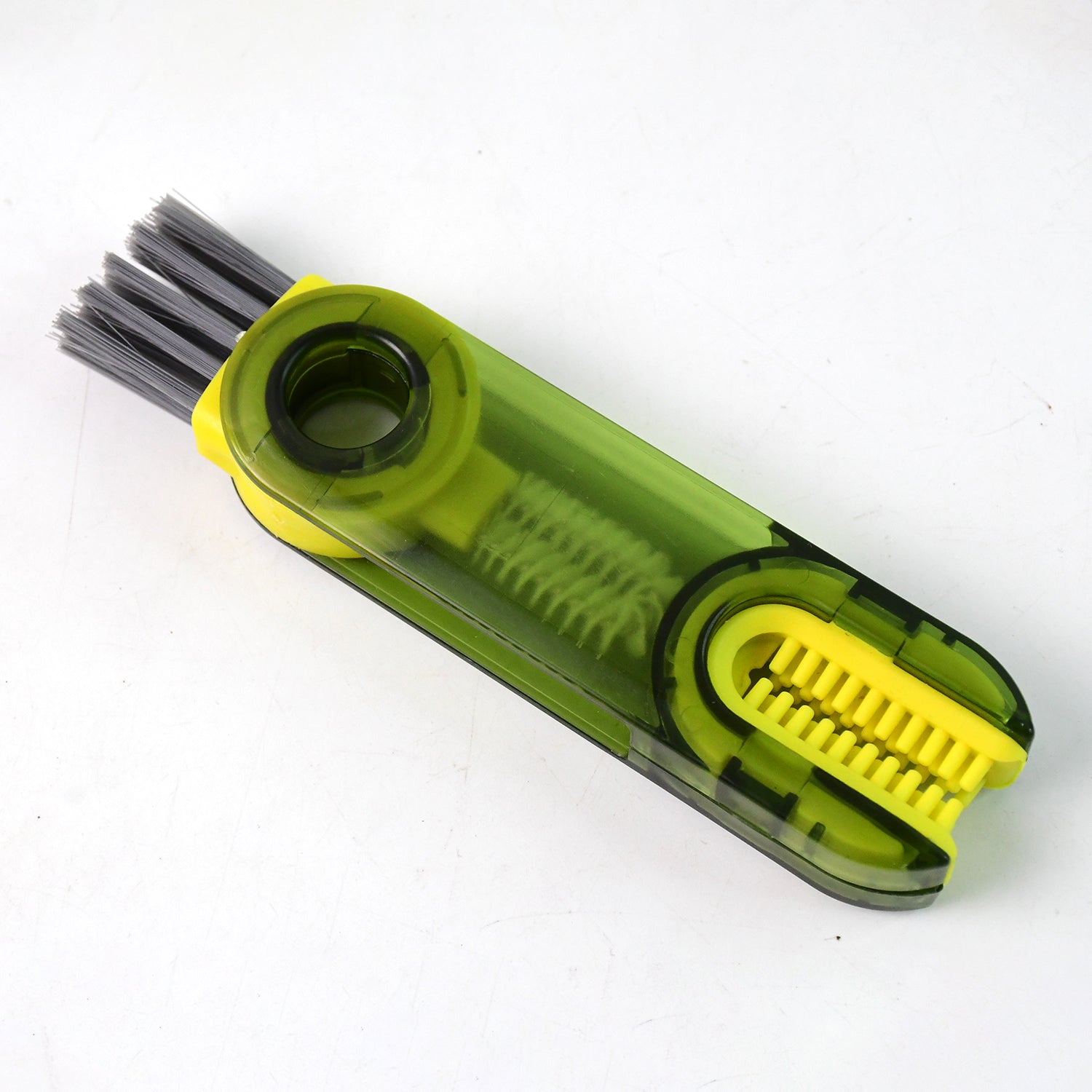 Multipurpose cleaning brush with scraper side for tight grooves