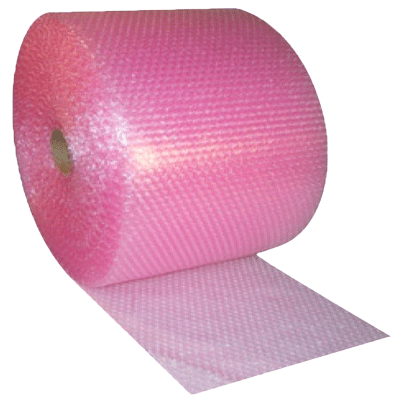 Antistatic bubble wrap roll, perfect for safely packaging electronics and sensitive components.