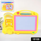 Bright yellow bus shape slate board displayed as a perfect gift for creative kids.