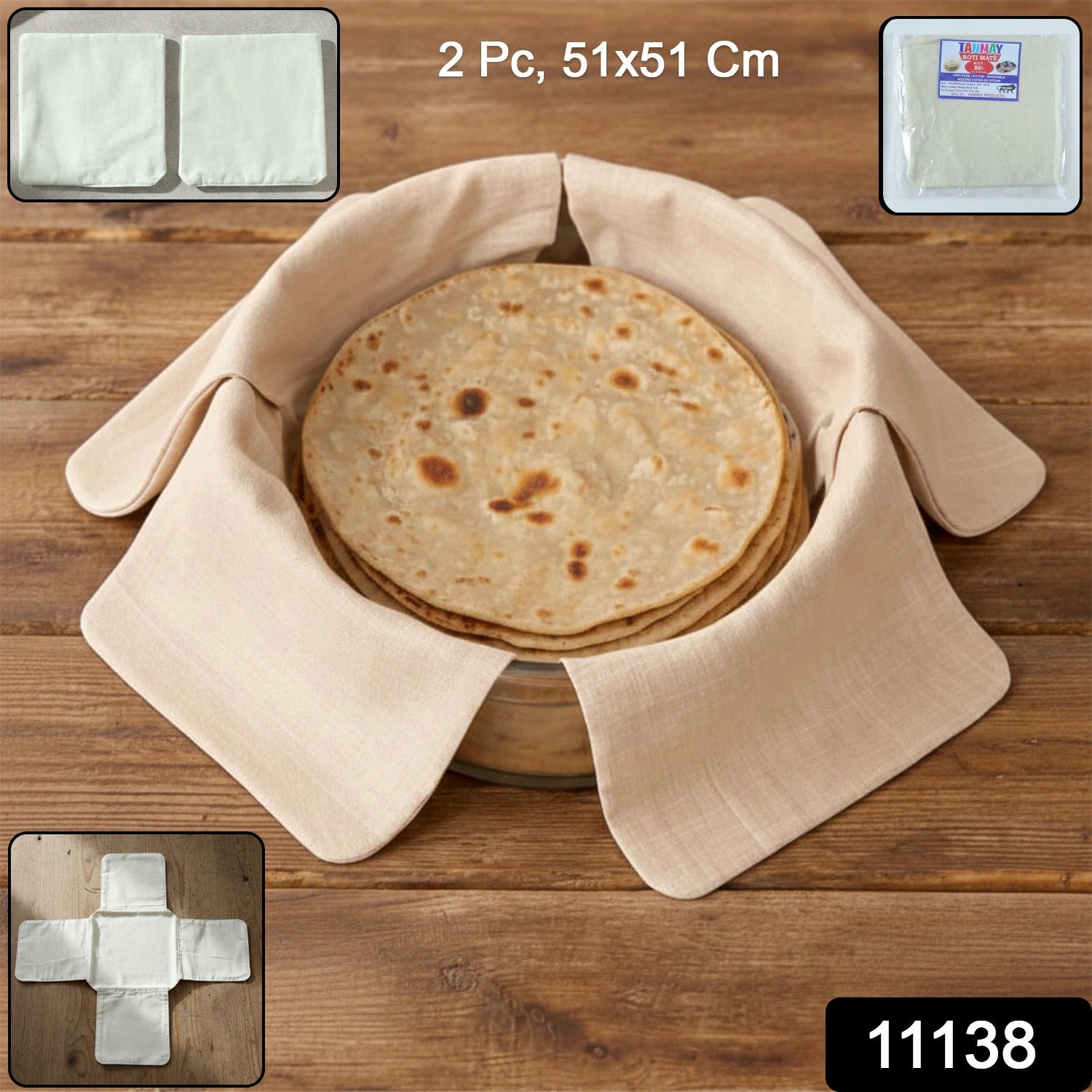 Round cotton chapati cloth cover for hot roti storage