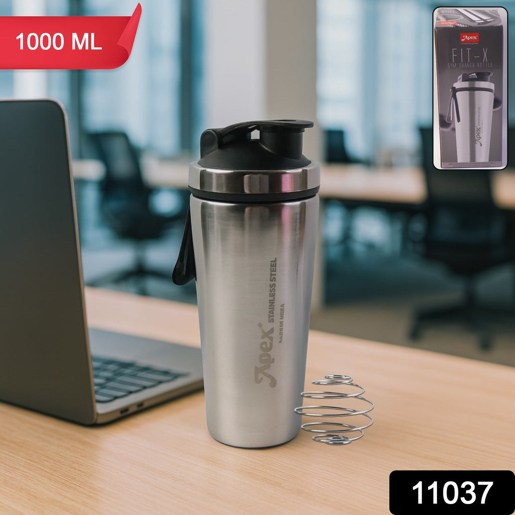 Stainless steel gym shaker bottle with durable body and flip lid