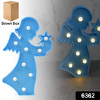 Close-up of the battery-operated LED angel lamp, highlighting its intricate details.