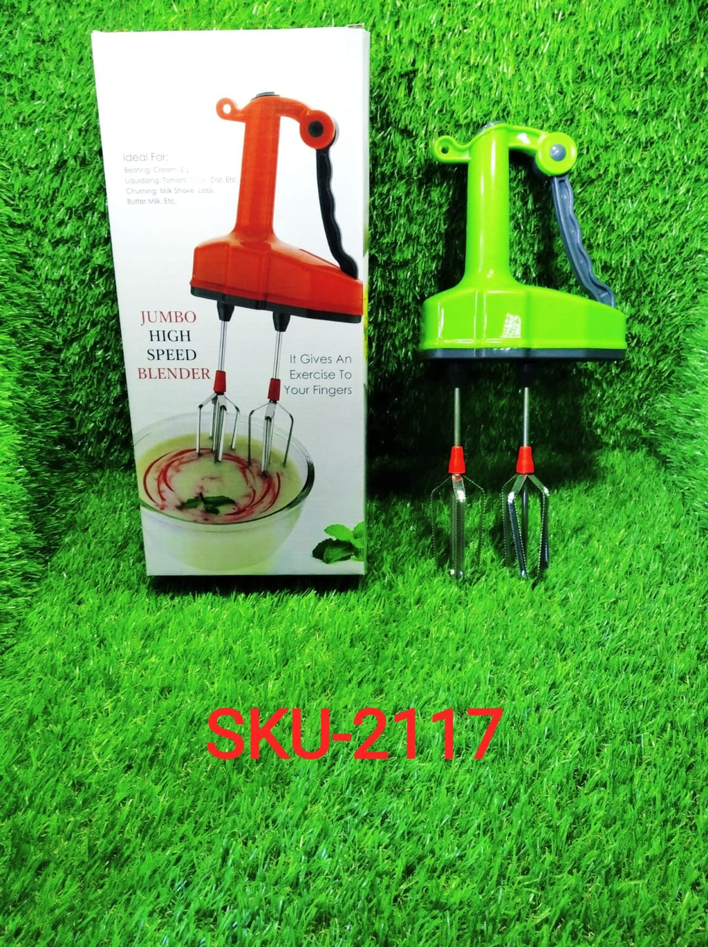 Versatile hand blender for whipping cream, eggs, lassi, and milkshakes.