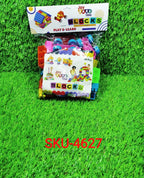 A child's hands actively playing with educational building blocks, fostering creativity.