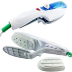 Portable steam iron making clothes look fresh and smooth for a professional finish.