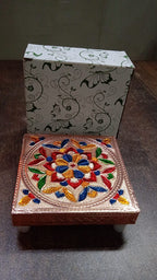 Decorative Meenakari wooden puja set, perfect for festive occasions and home temples.