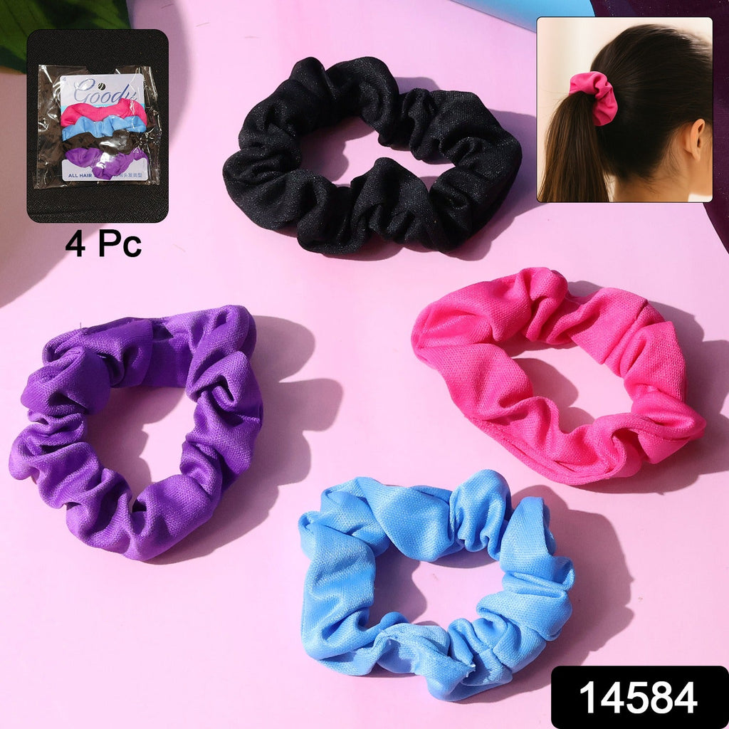 Woman with long hair wearing a soft hair scrunchie in a high ponytail, showcasing its comfortable hold.