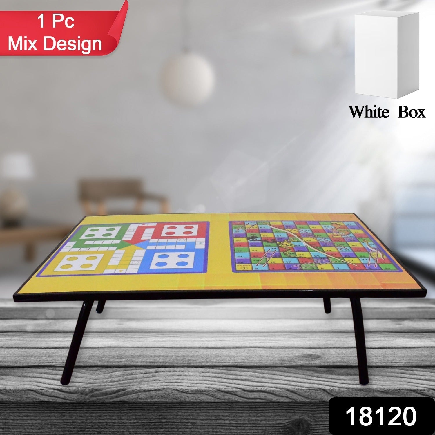 Child using a portable Foldable Study Table for playing Ludo.