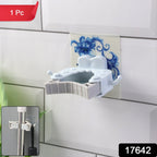 Self-adhesive mop and broom holder clip on smooth surface for cleaning tool organization