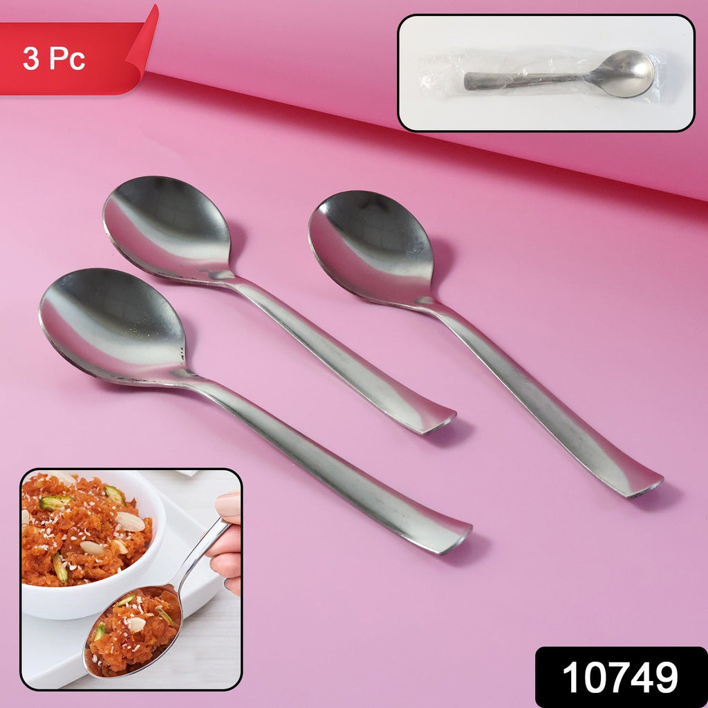 Close-up of rust-resistant oval dining spoon with comfortable handle