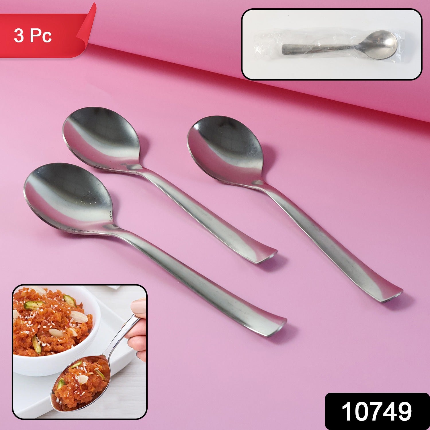 Close-up of rust-resistant oval dining spoon with comfortable handle