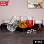 Six-piece diamond-pattern tumbler glass set for stylish beverage serving