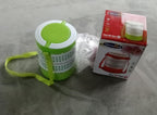 Close-up of the blue insulated tiffin set's secure clasp.