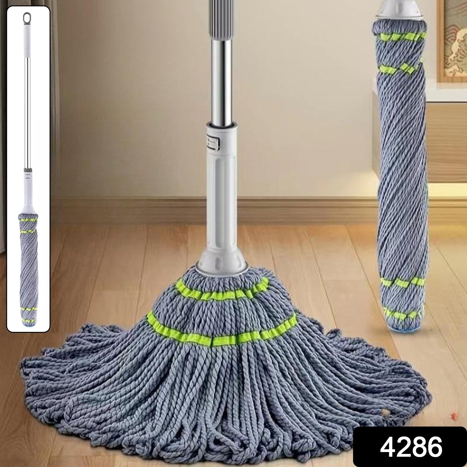 Twist mop rotating 360 degrees for easy cleaning on tile and hardwood floors