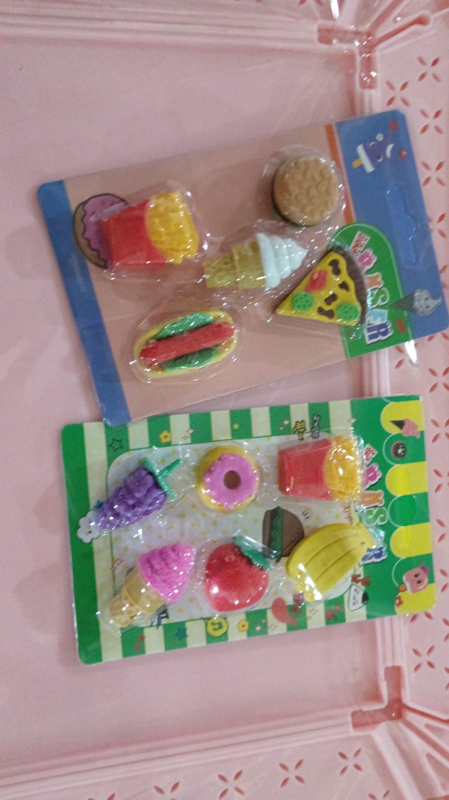 A charming collection of novelty 3D dessert erasers for young learners.