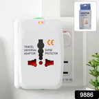 Universal travel adapter plugged into multiple devices for simultaneous charging