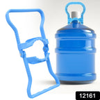 Close-up of aqua plastic water bottle lifter handle on water jug