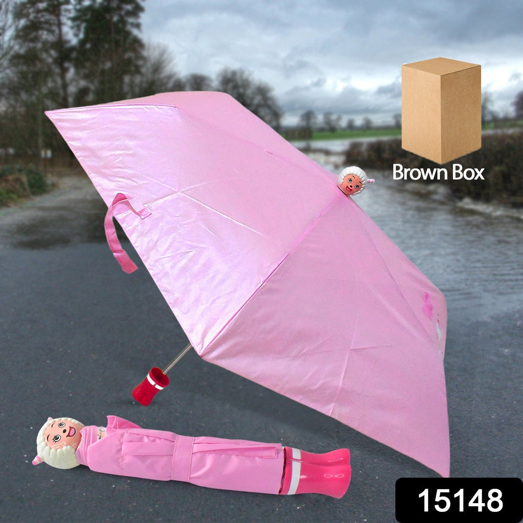 Cartoon umbrella rainy tale design in use providing sun protection