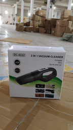 Velvet Wheels portable vacuum cleaner highlighting its compact size and accessories.