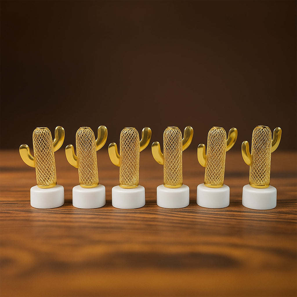 Battery operated cactus shaped flameless LED candle showing on/off base switch